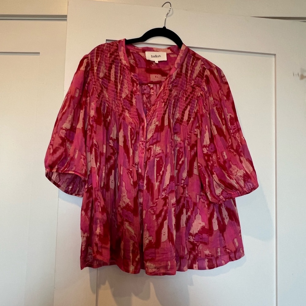 ba&sh Women's Pink and Red Blouse